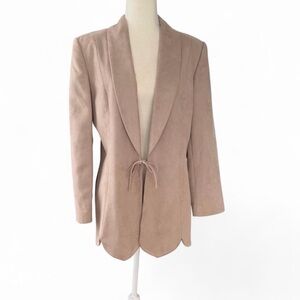 St. Anthony Evening Blush Taupe Open Blazer with Scallop Hem